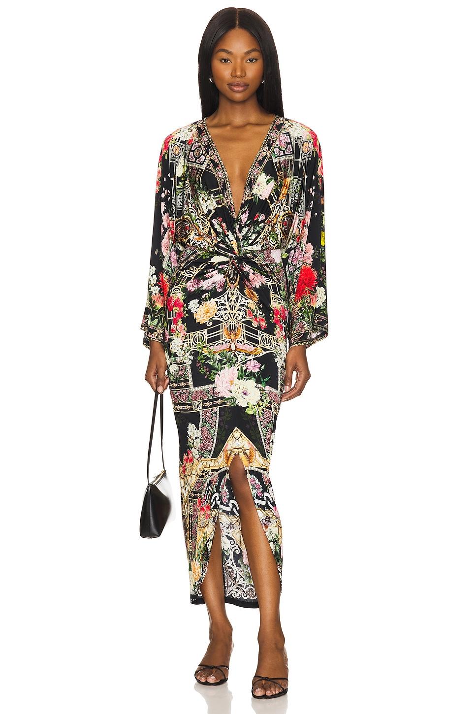 long split front twist dress