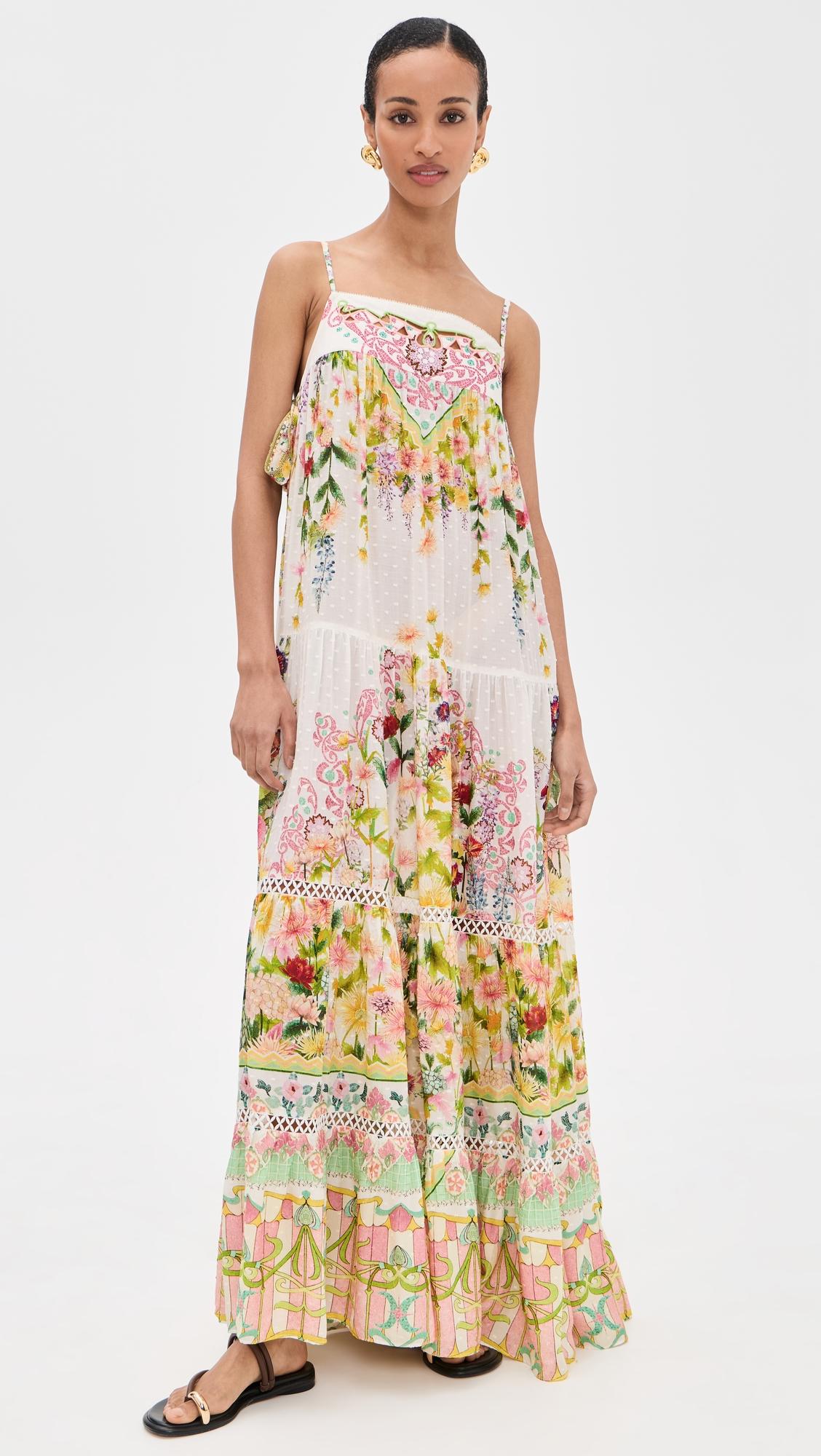 long tiered dress with bow ties