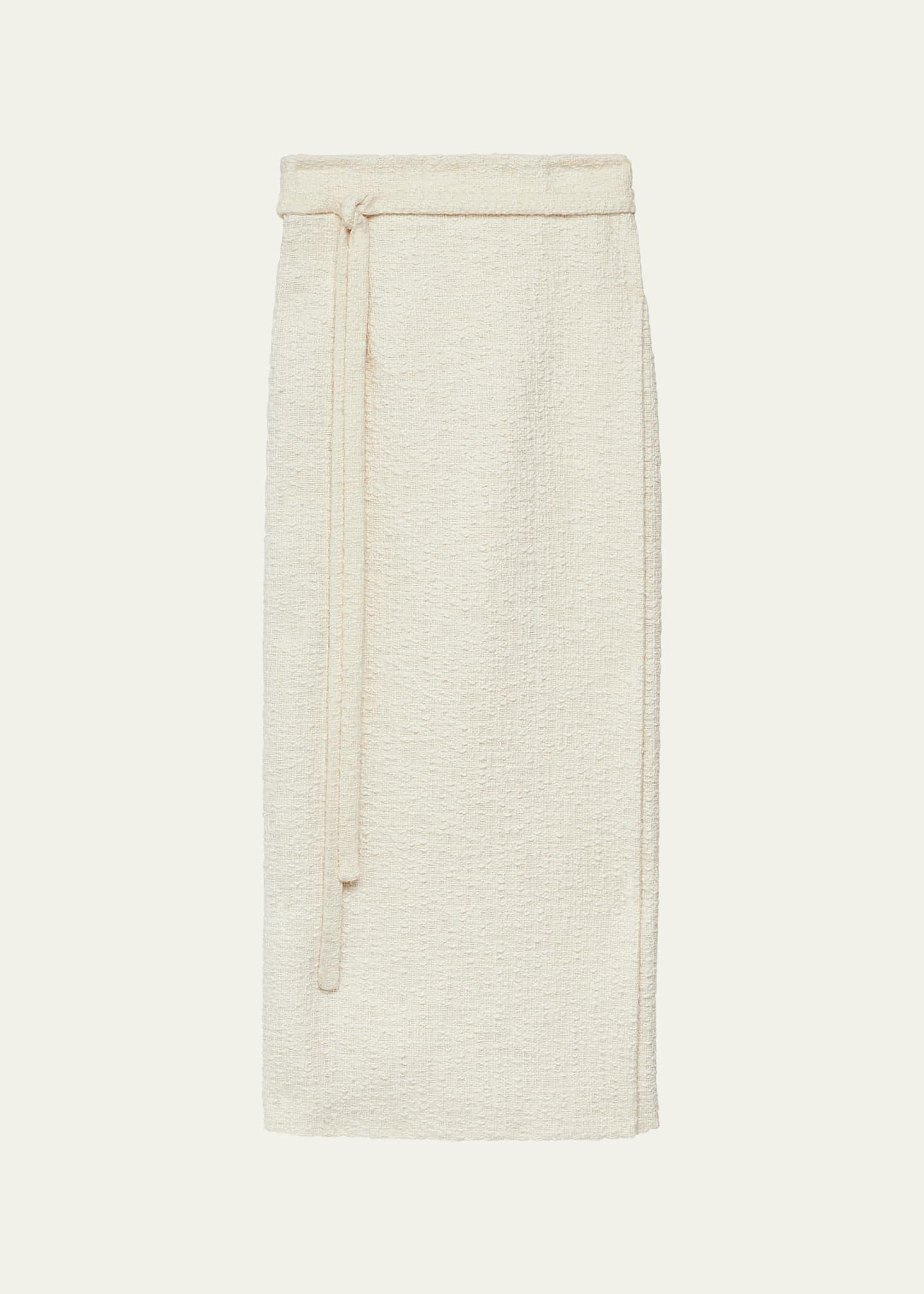 long tweed wrap skirt
