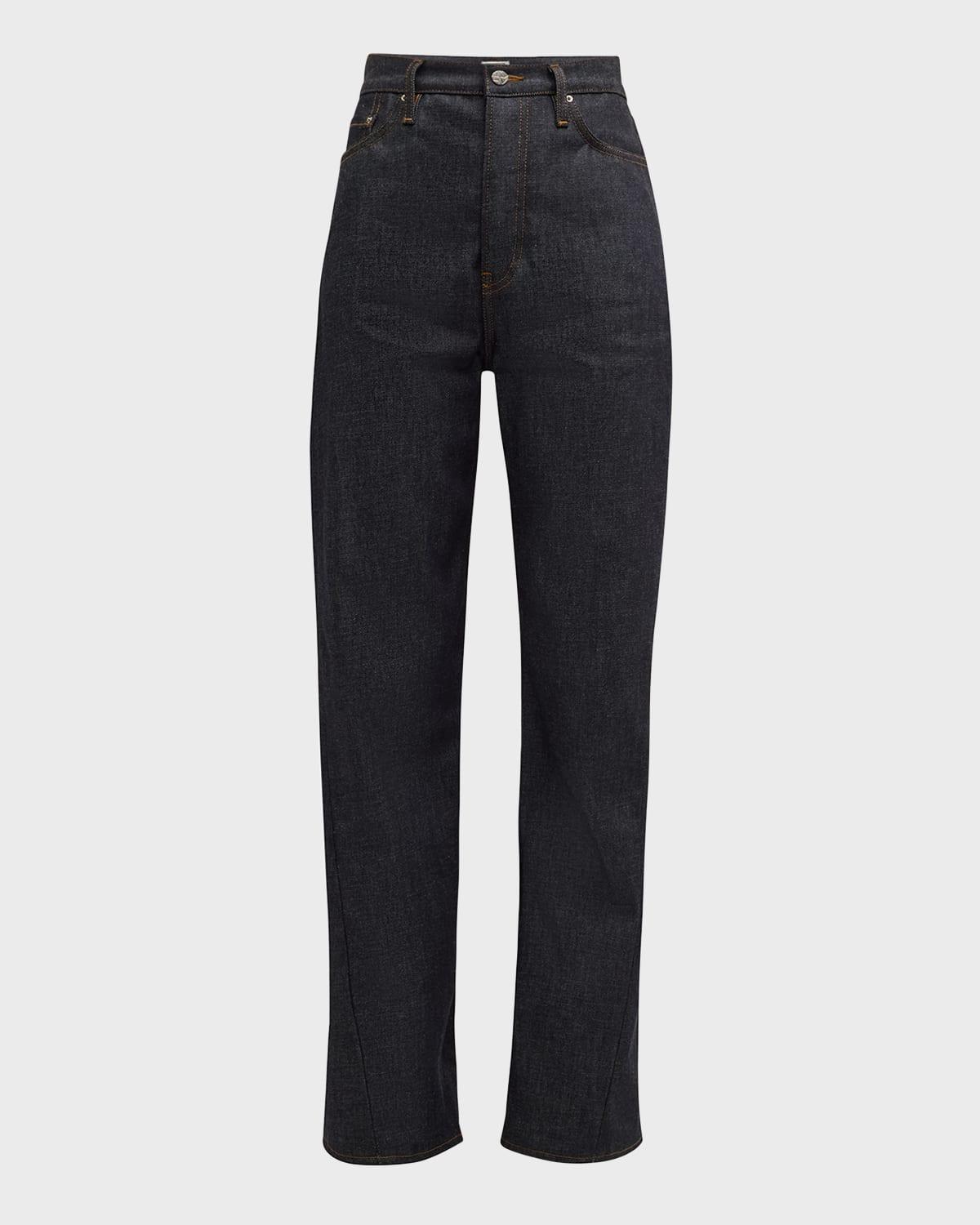 long twisted seam denim pants