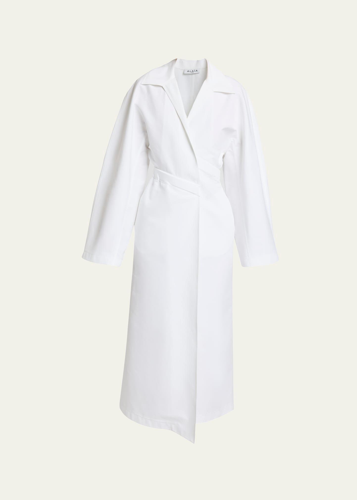 long wrap poplin shirtdress