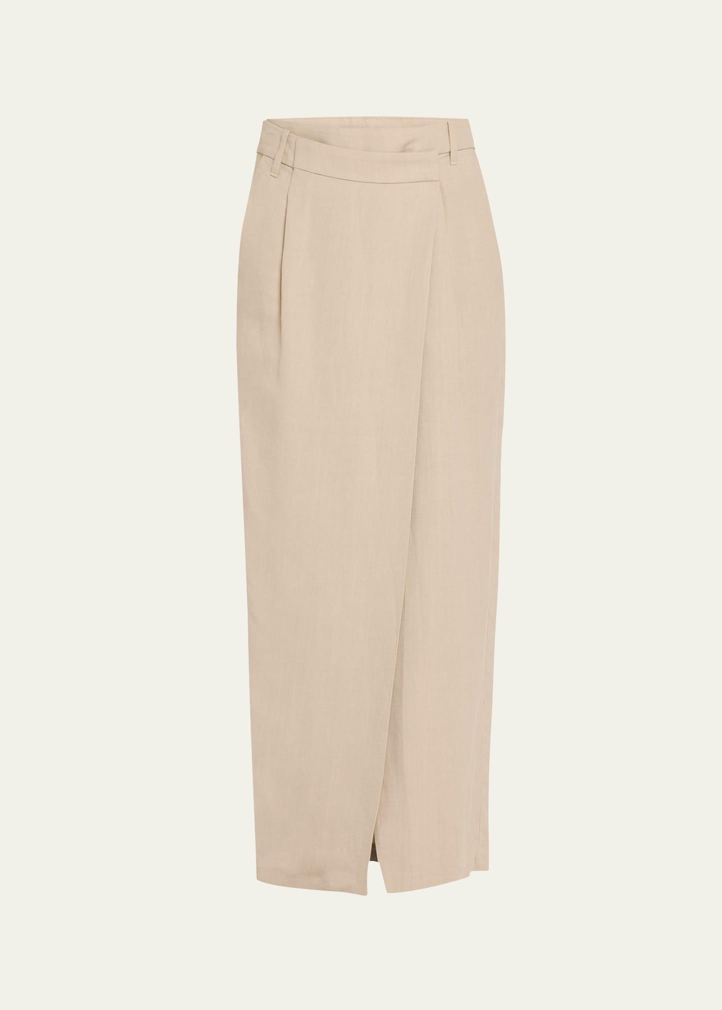 long wrapped sartorial linen skirt