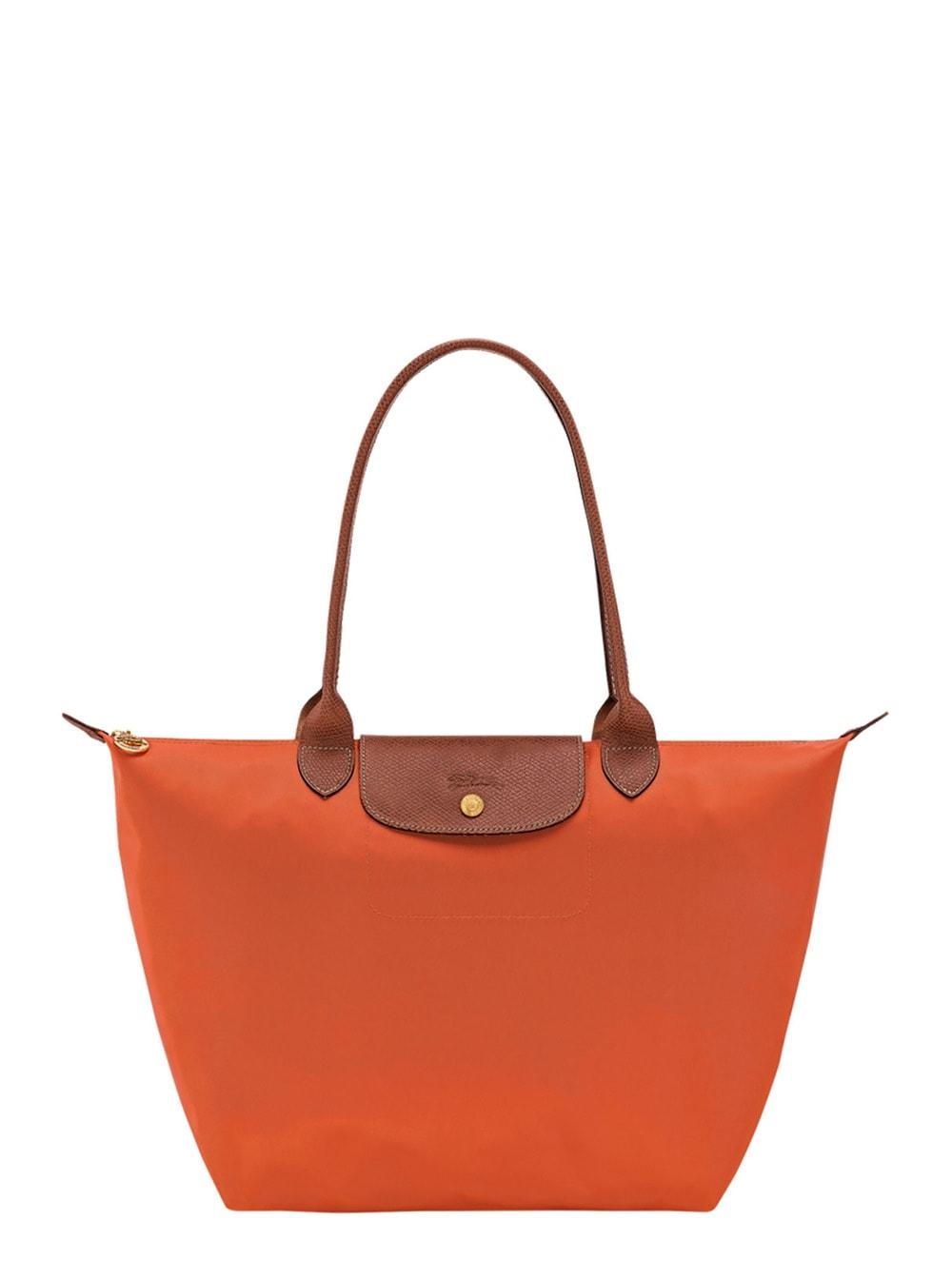 longchamp le pliage original red tote bag with embossed logo in canvas woman