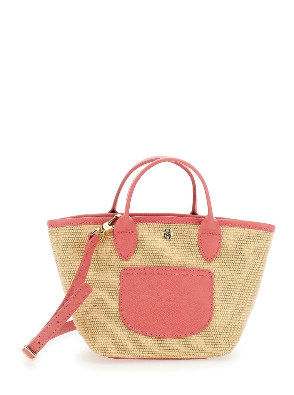 longchamp le pliage xs pink handbag with logo embossed on the front in fabric and leather blend woman
