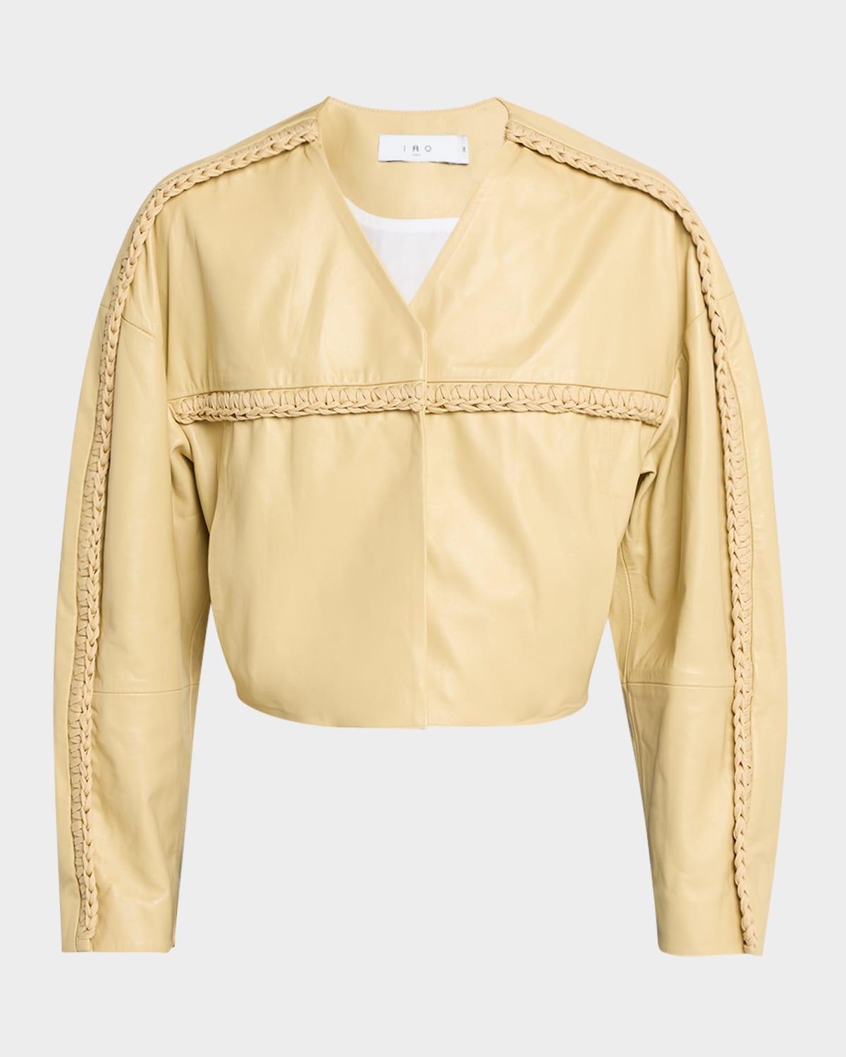 lonis crop leather jacket