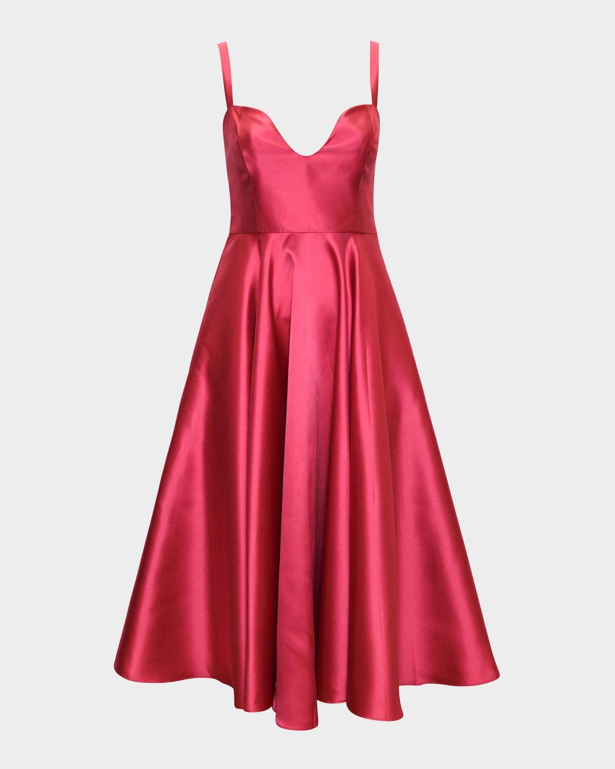 lonnie smocked sweetheart plunge midi dress