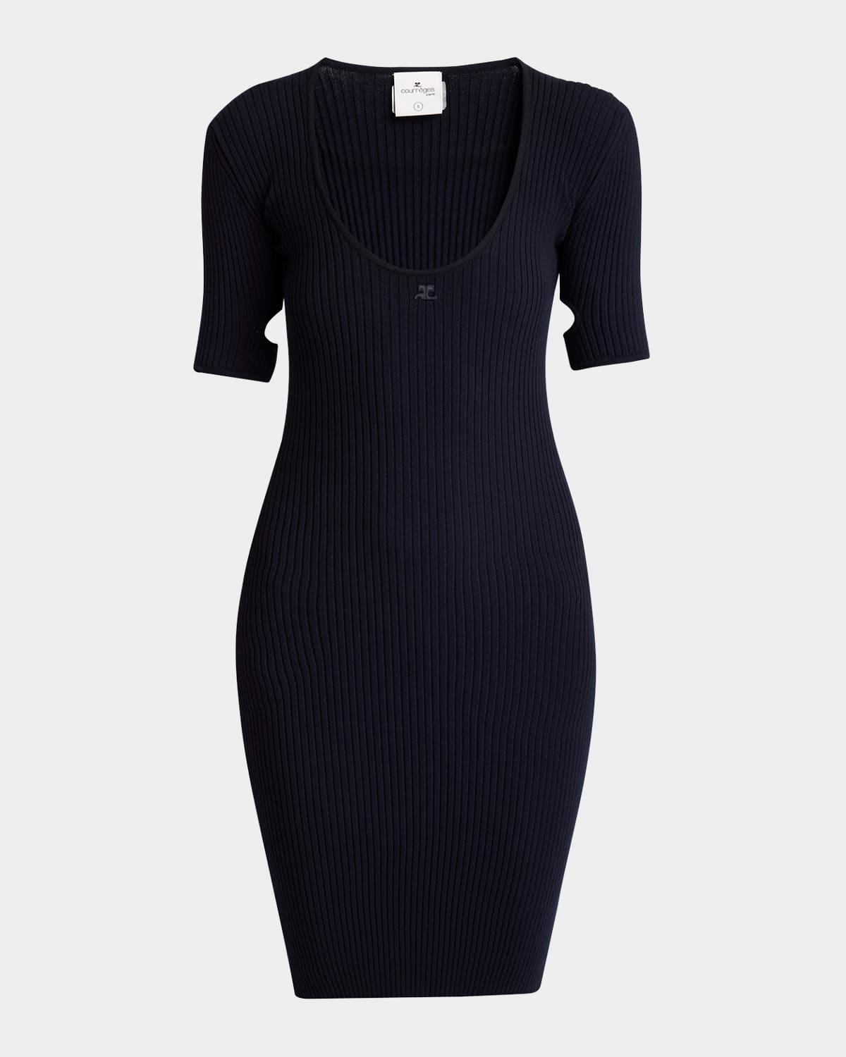 loop cutout short-sleeve milano knit mini dress