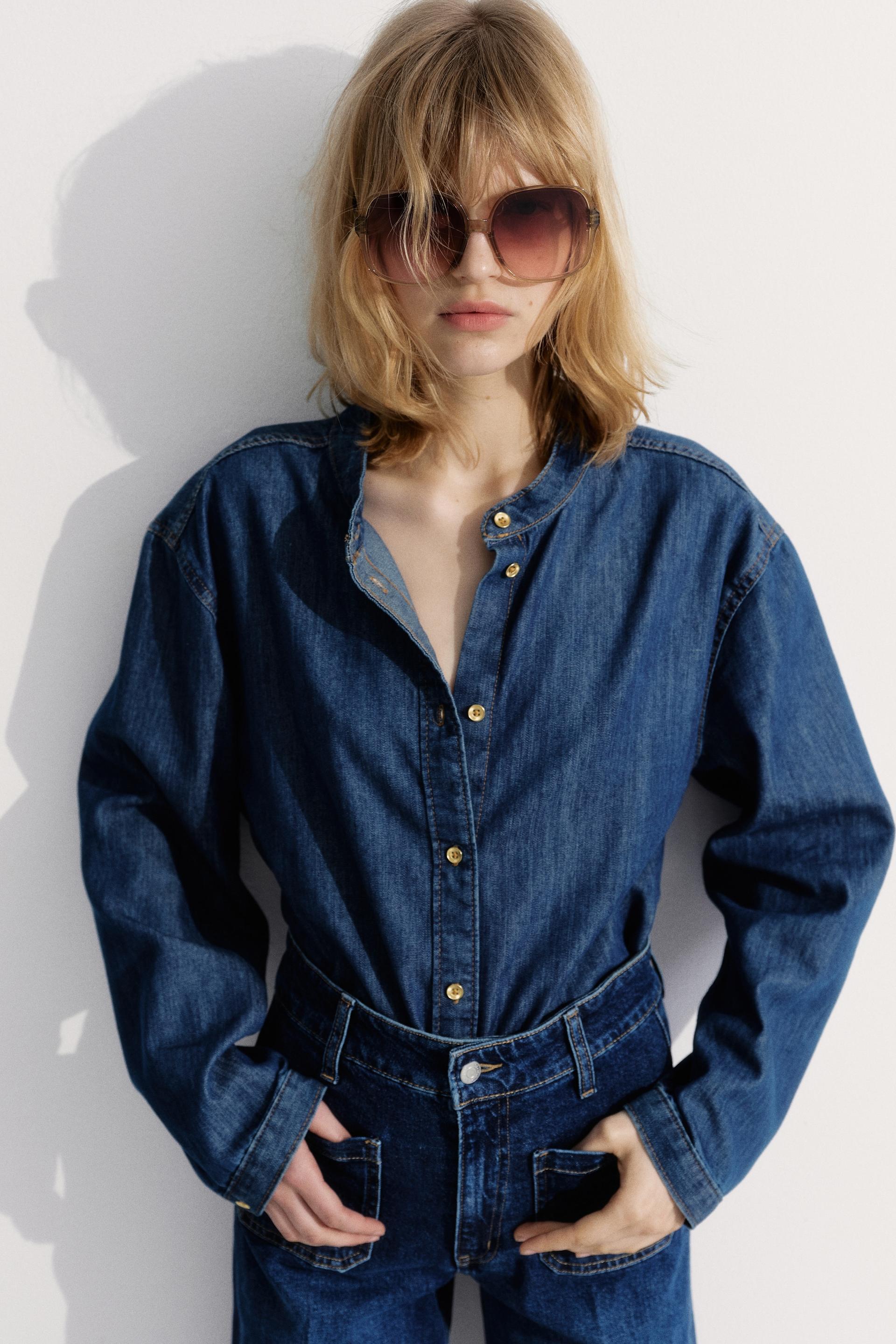 loose-fit denim shirt