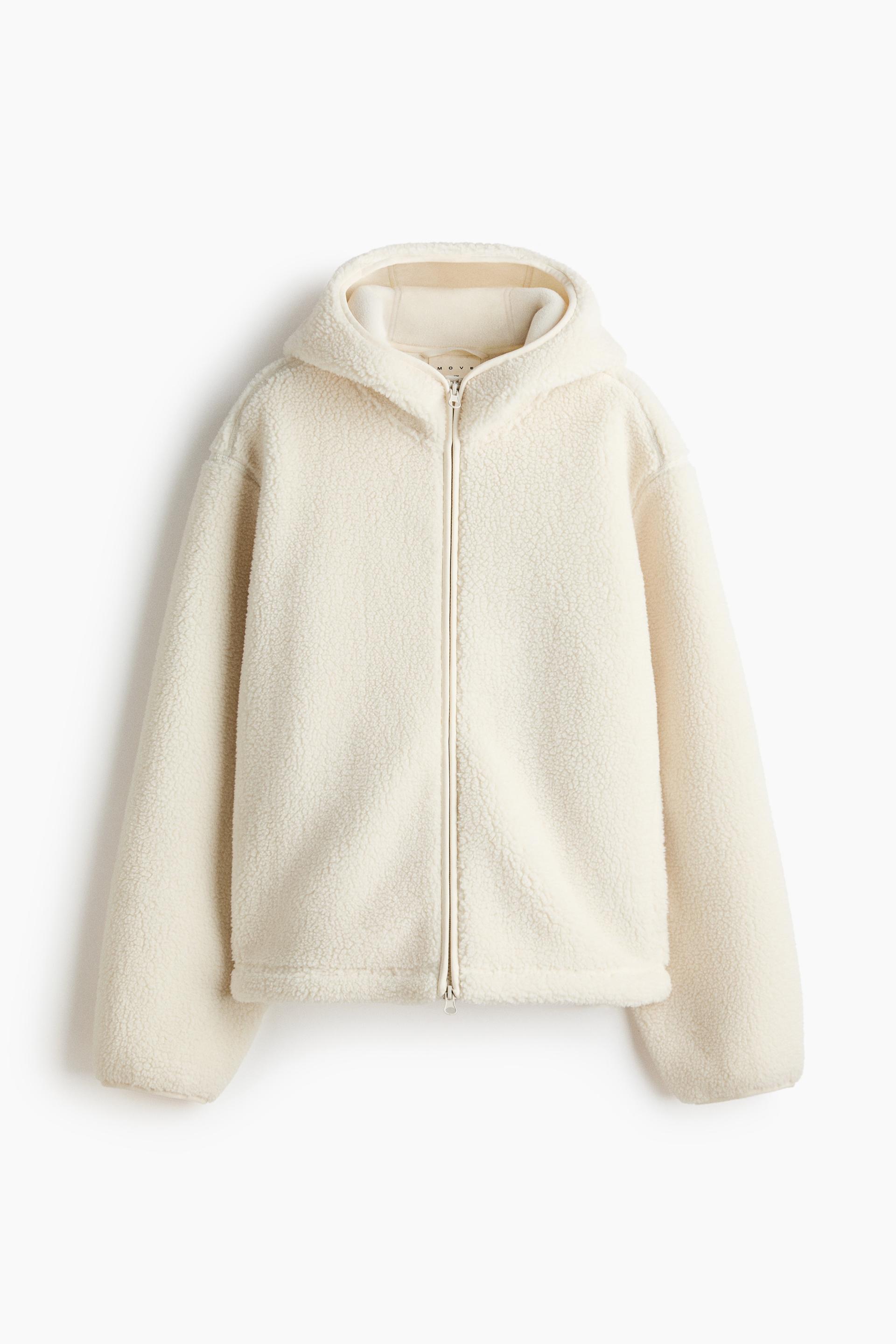 loose-fit hooded teddy fleece activewear jacket