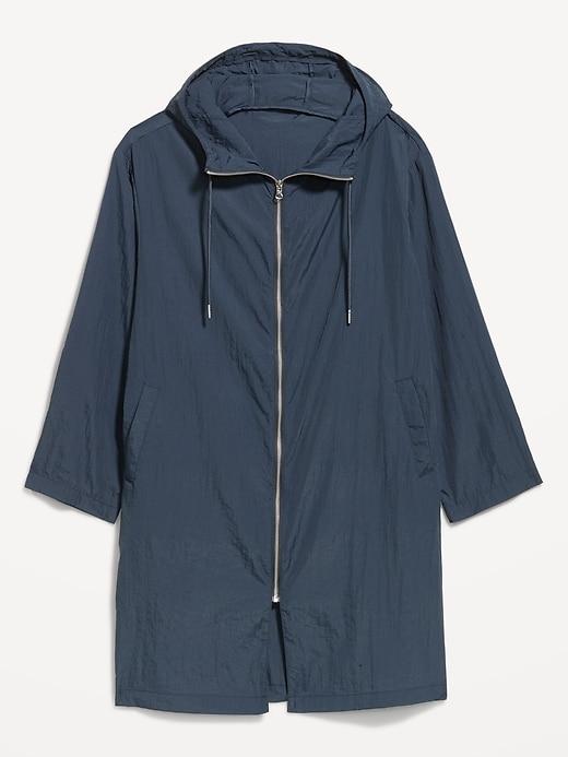 loose-fit hooded trench coat