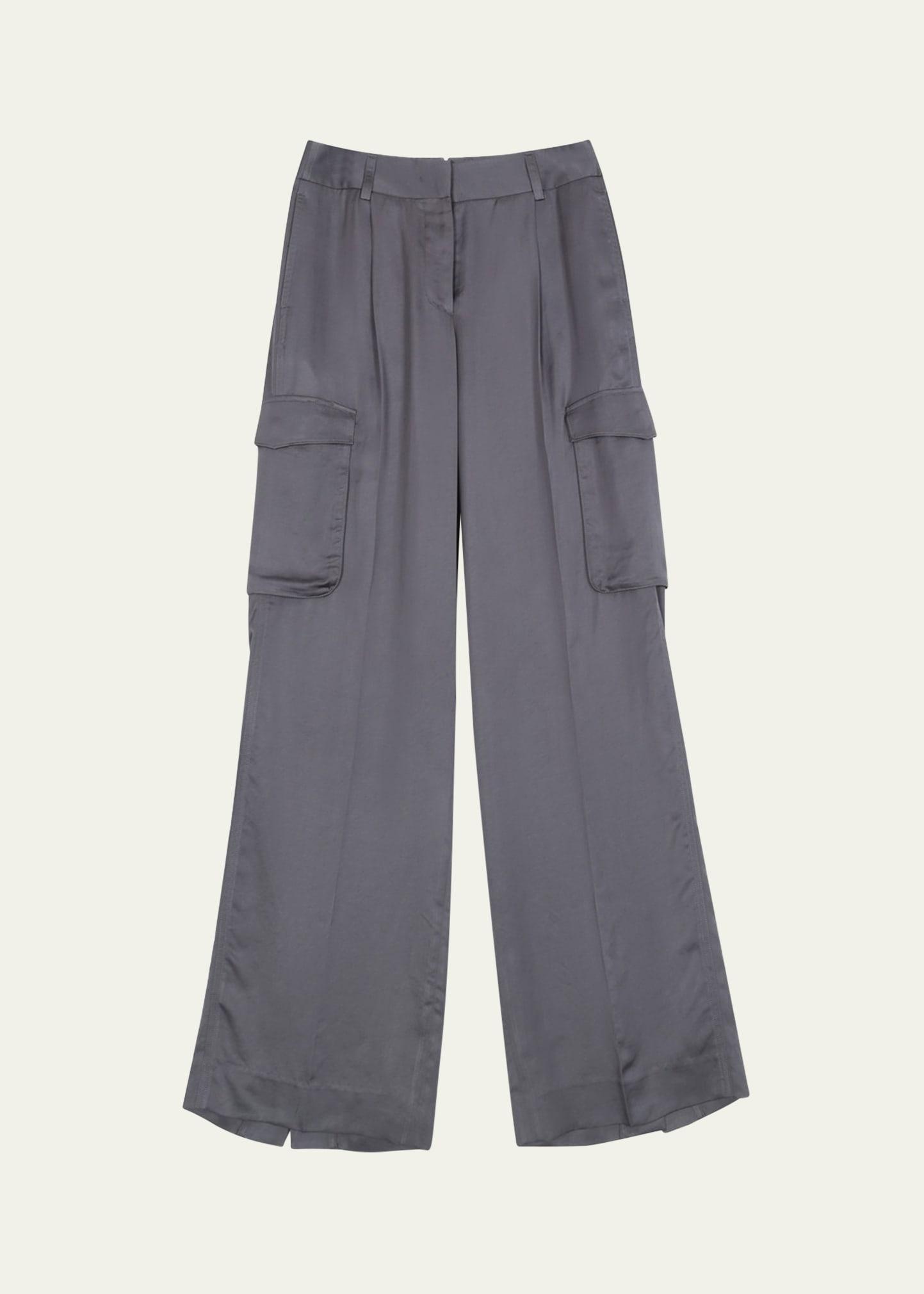 loose-fit satin cargo pants