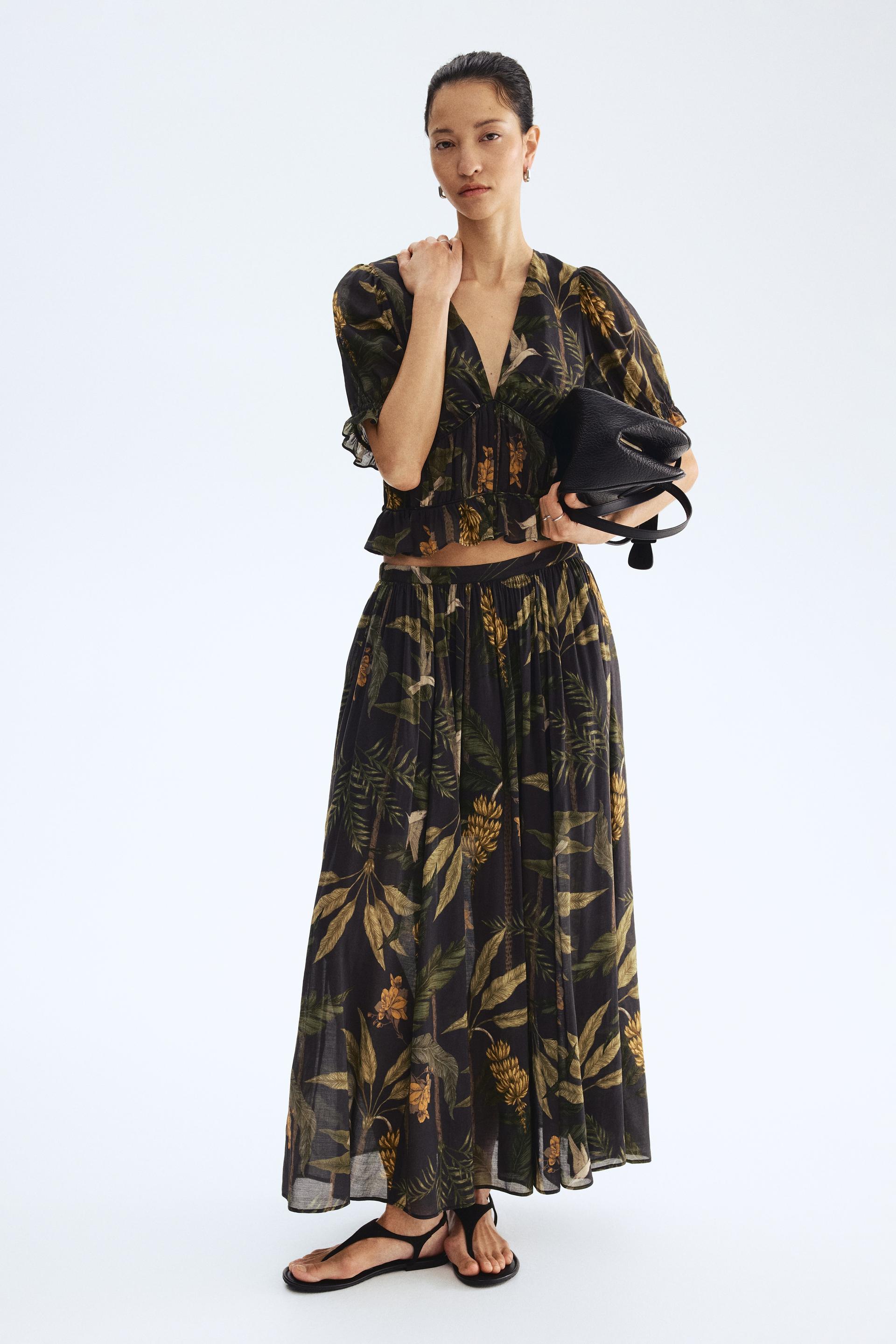 loose-fit viscose-blend skirt