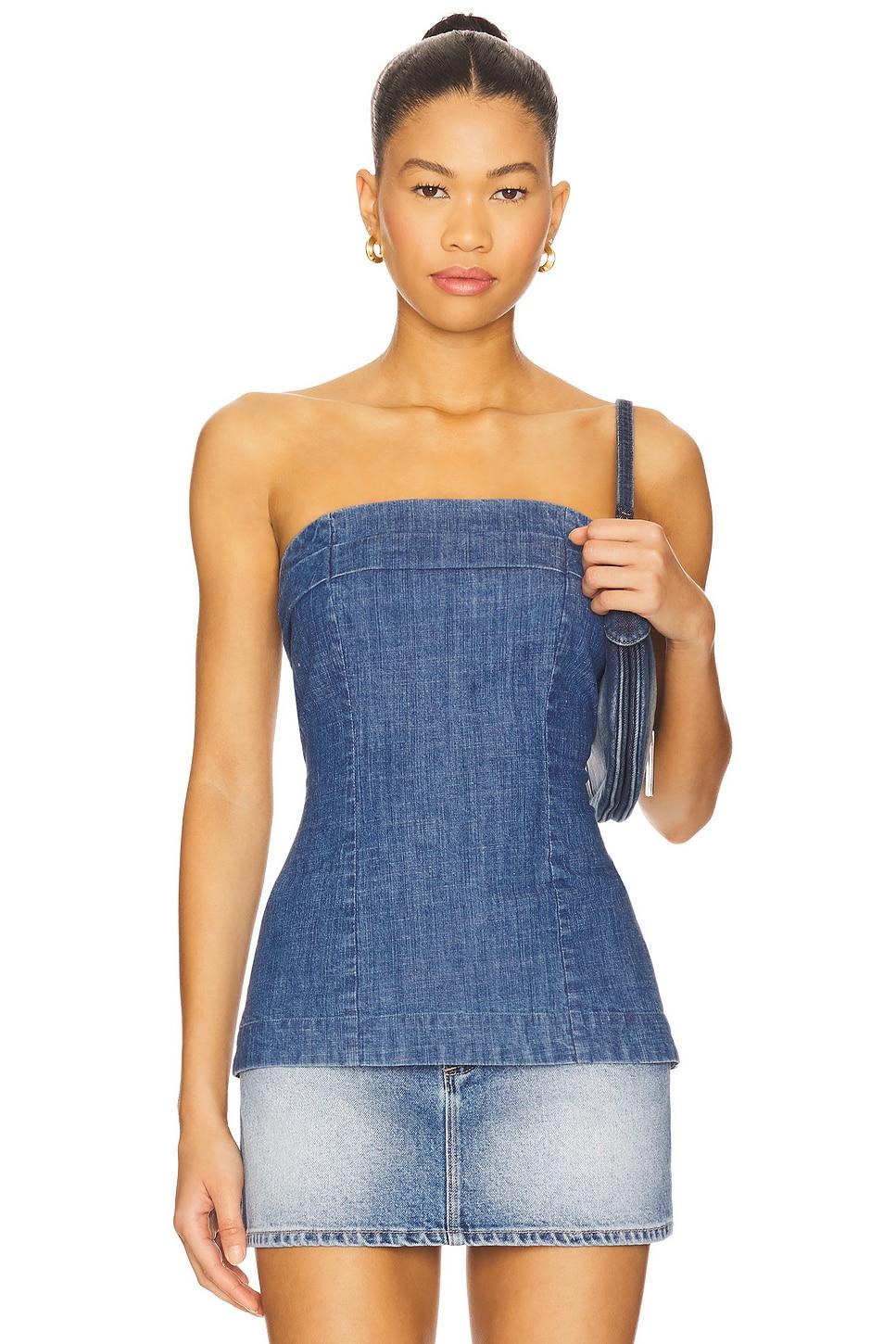 lora denim tube top