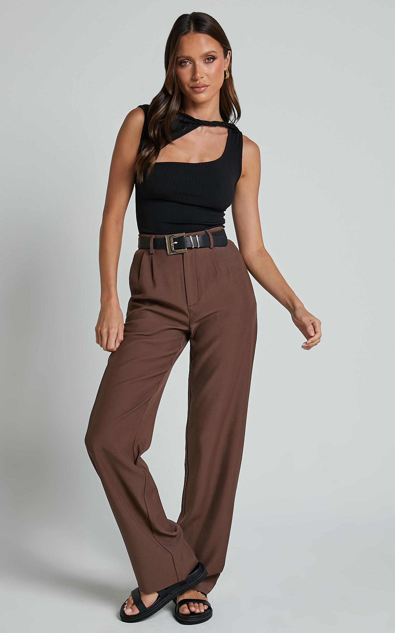 lorcan pants - high waisted tailored pants in chocolate