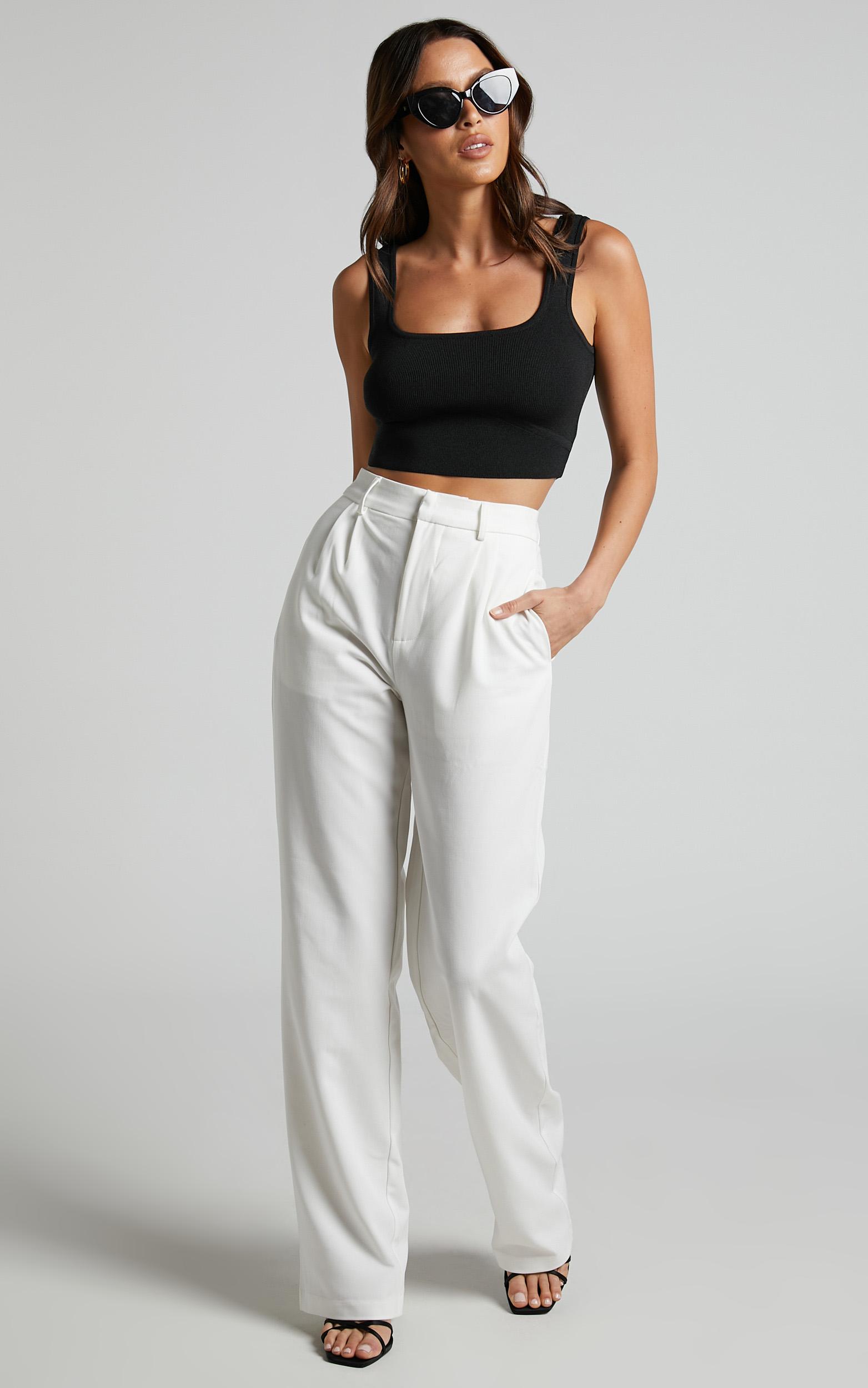 lorcan pants - high waisted tailored pants in white
