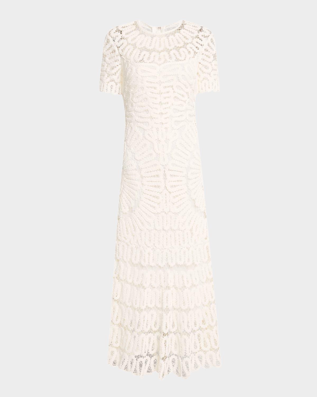 lorelai crochet-embroidered midi dress