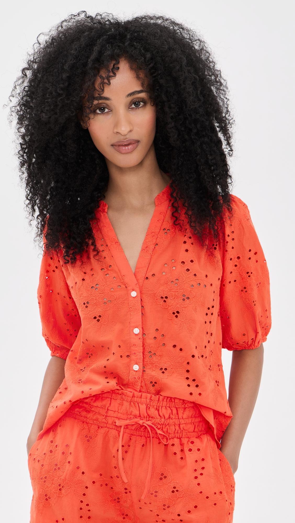 loren vermillion eyelet blouse