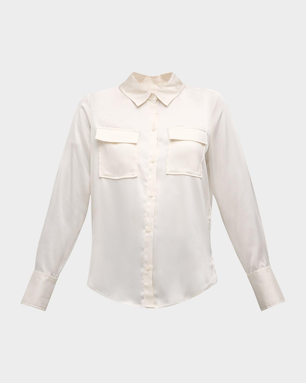lorena satin button-front blouse
