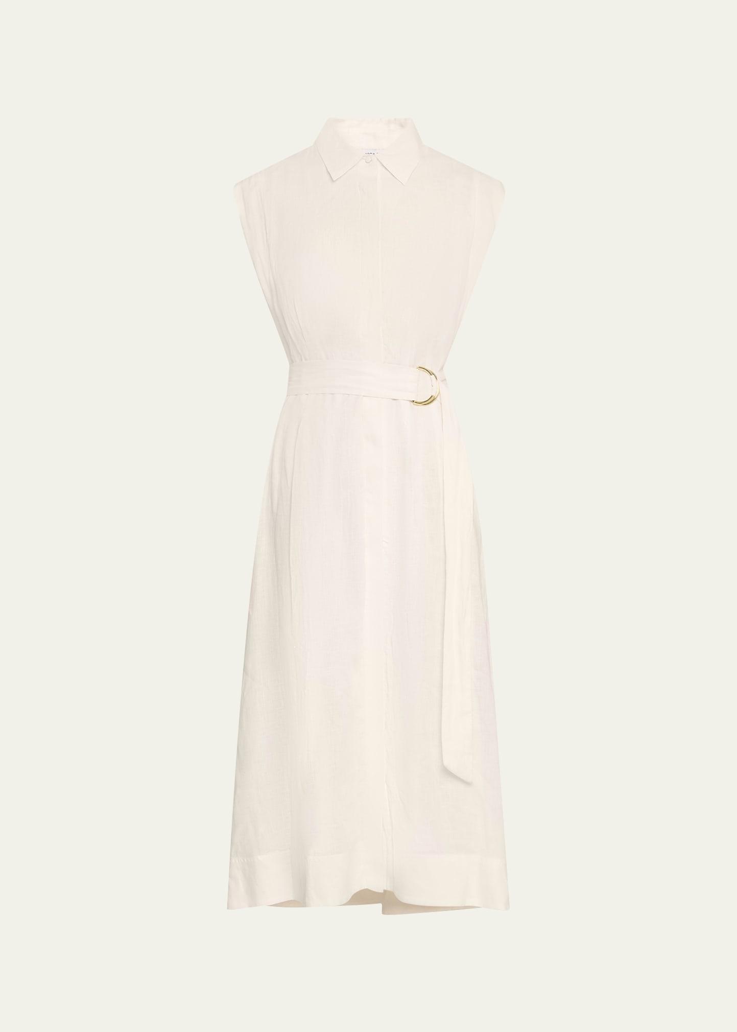 loreta belted linen shirtdress