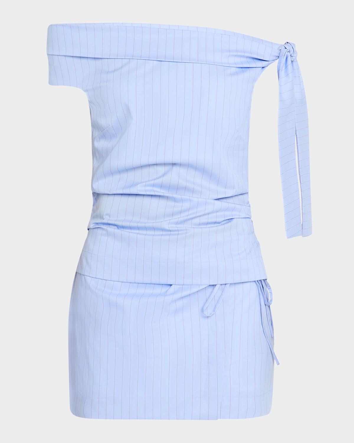 lori pinstripe off-the-shoulder top