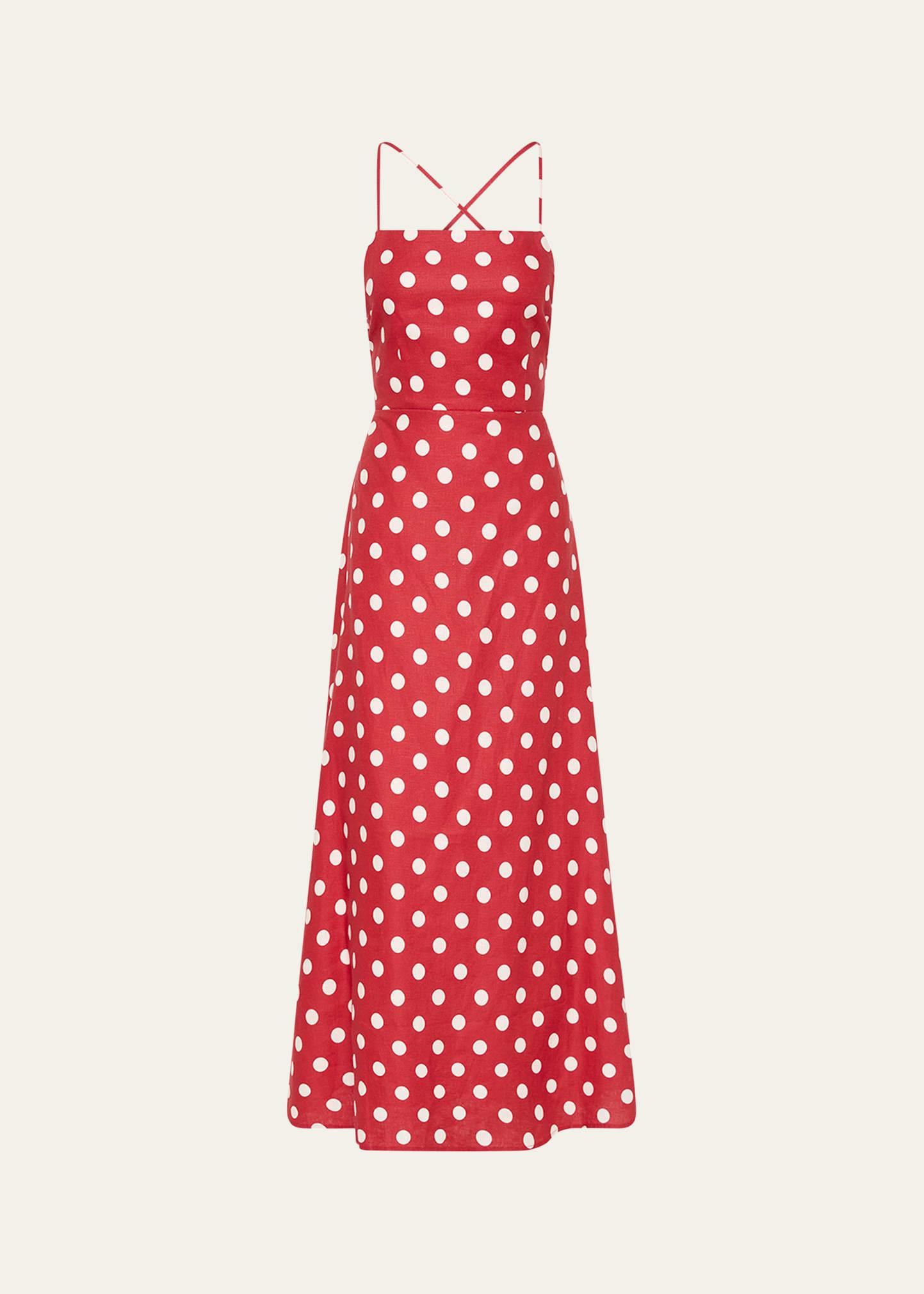 lori polka-dot linen maxi dress