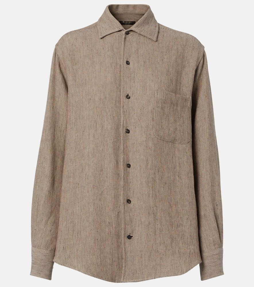 loro piana andré chevron linen crêpe shirt