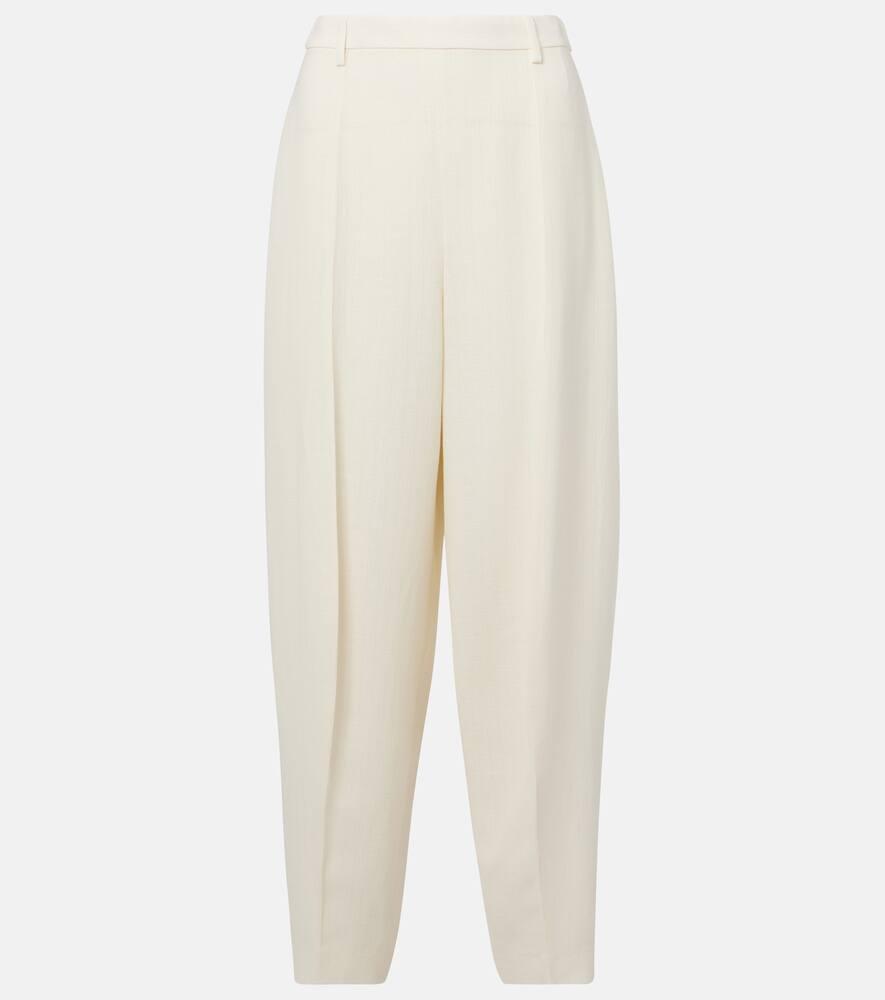 loro piana bob linen crêpe tapered pants