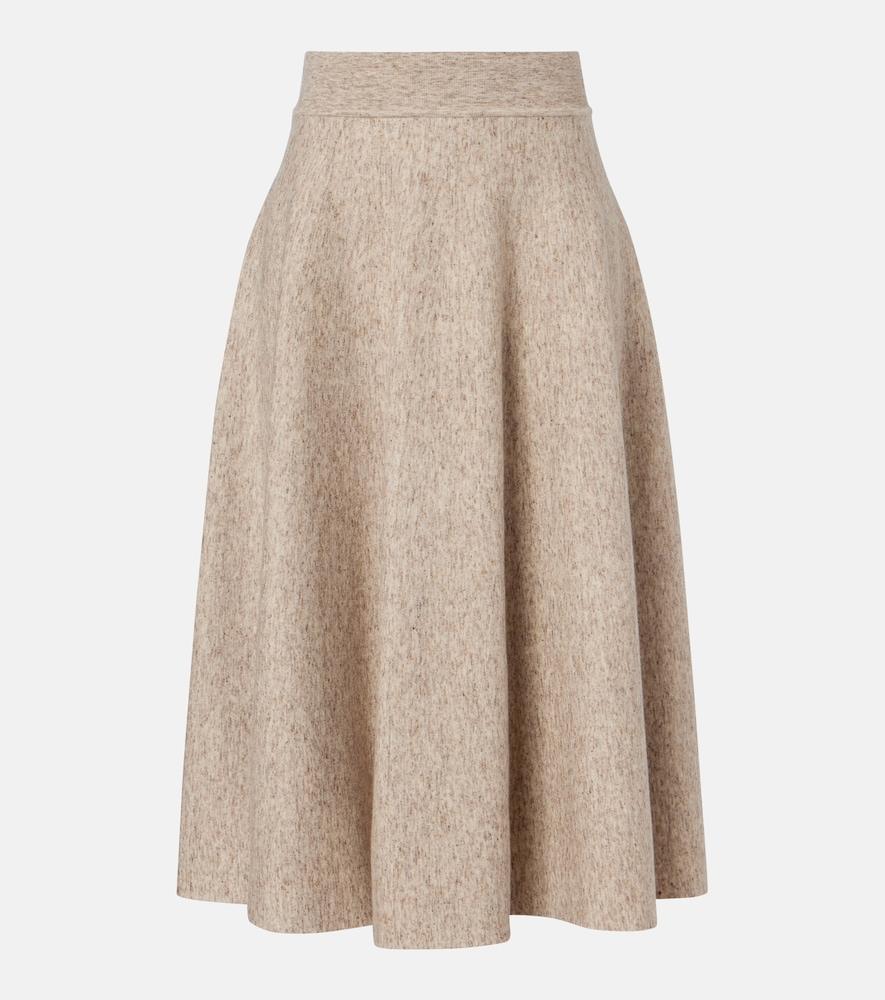 loro piana cashmere, wool, and linen midi skirt