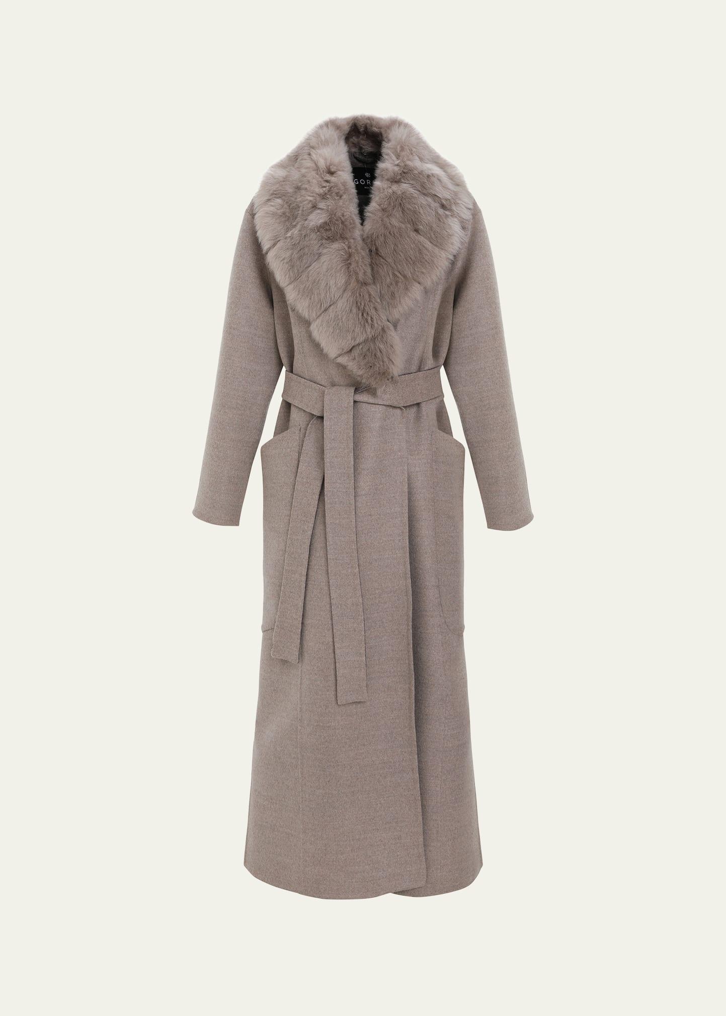 loro piana double-face cashmere-blend coat with detachable merinillo shearling lamb collar