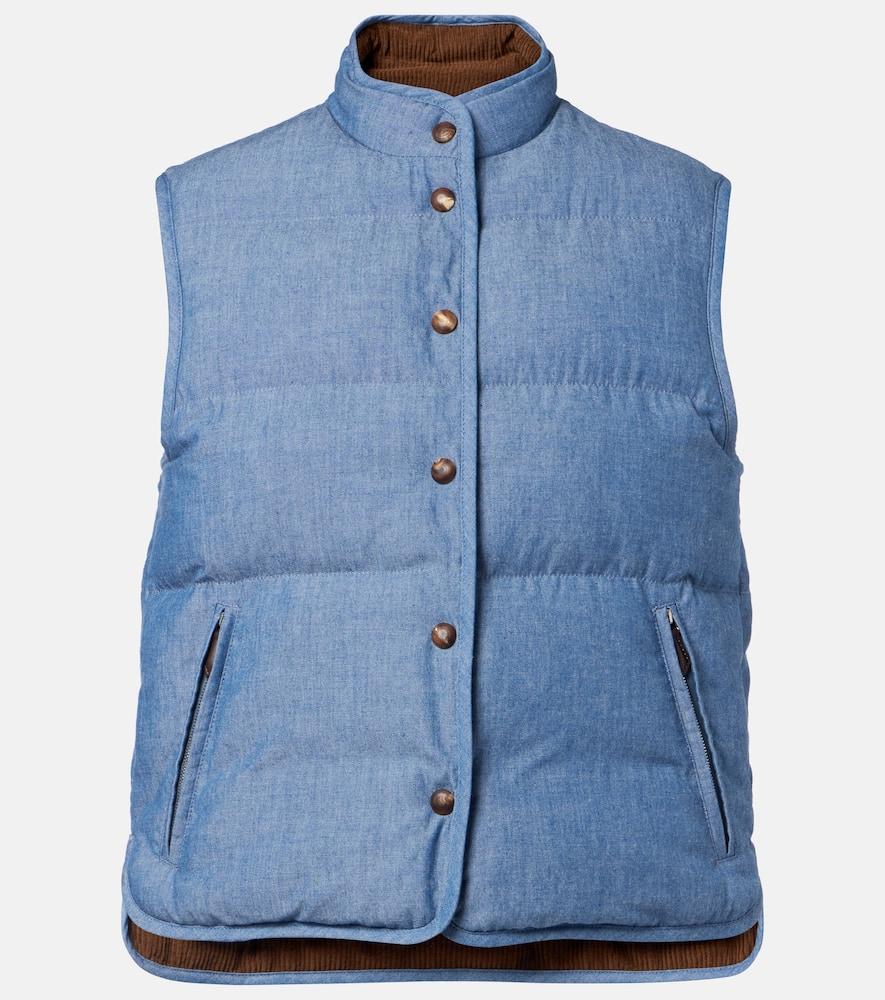 loro piana kris cotton chambray puffer jacket