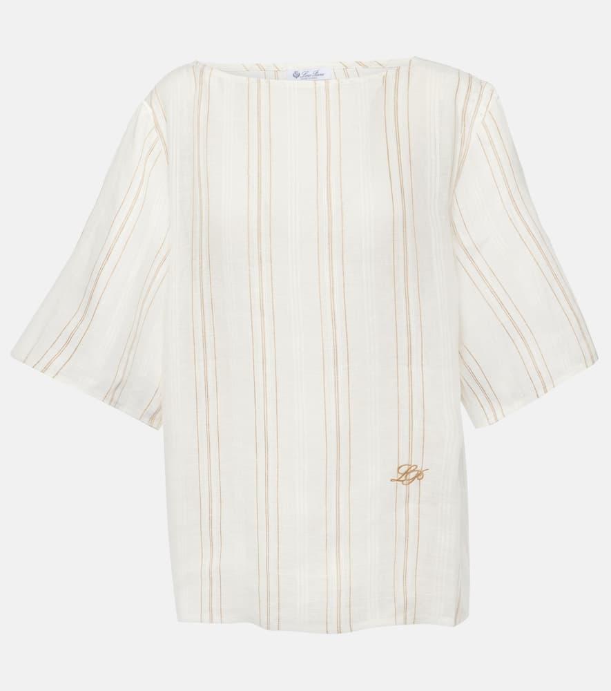 loro piana mara striped linen top