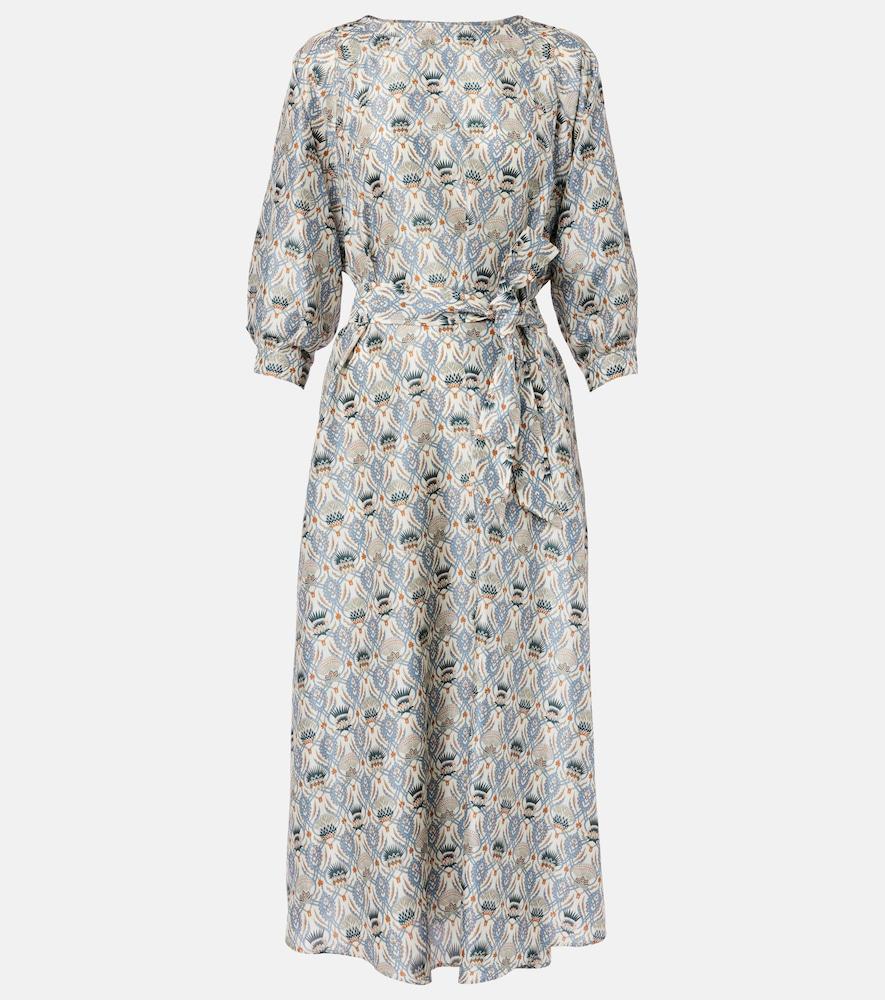loro piana mila printed silk midi dress