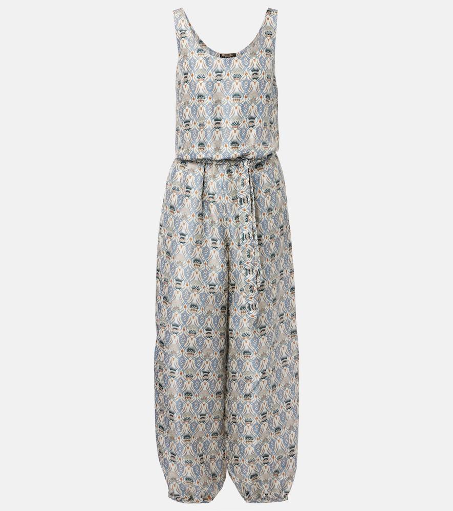 loro piana nadia printed silk shantung jumpsuit