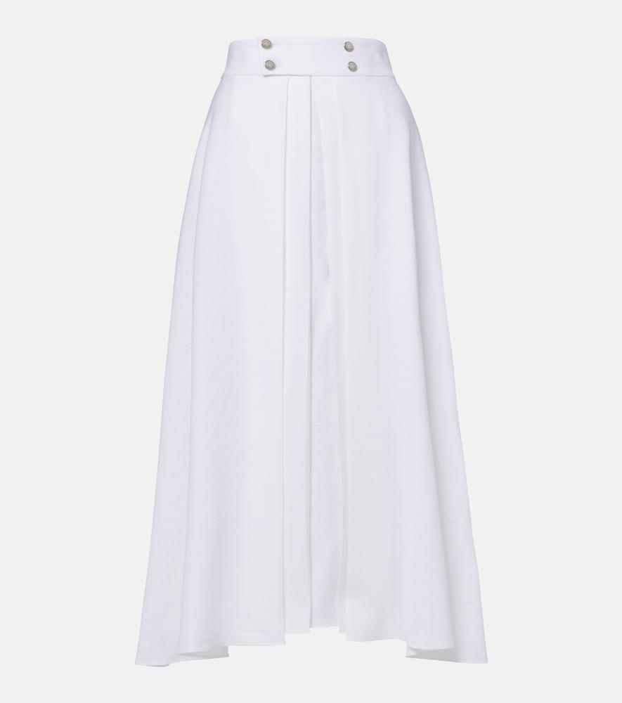 loro piana petra pleated linen maxi skirt