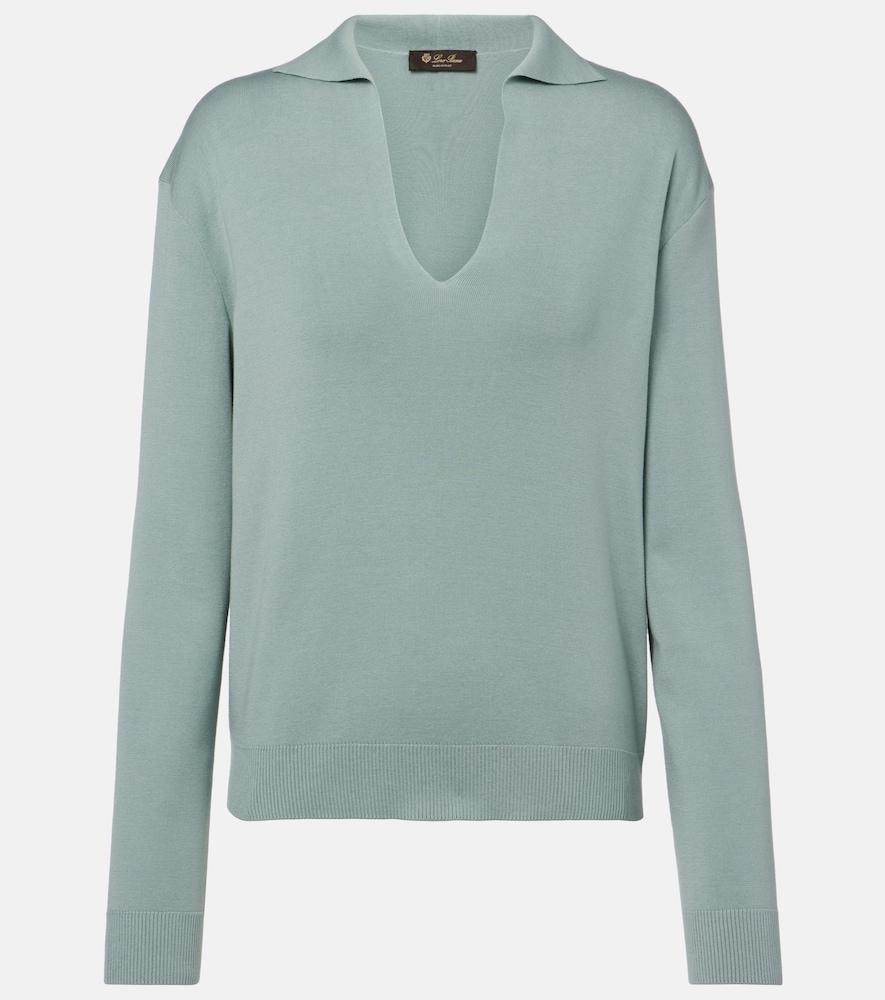 loro piana silk and cotton polo sweater