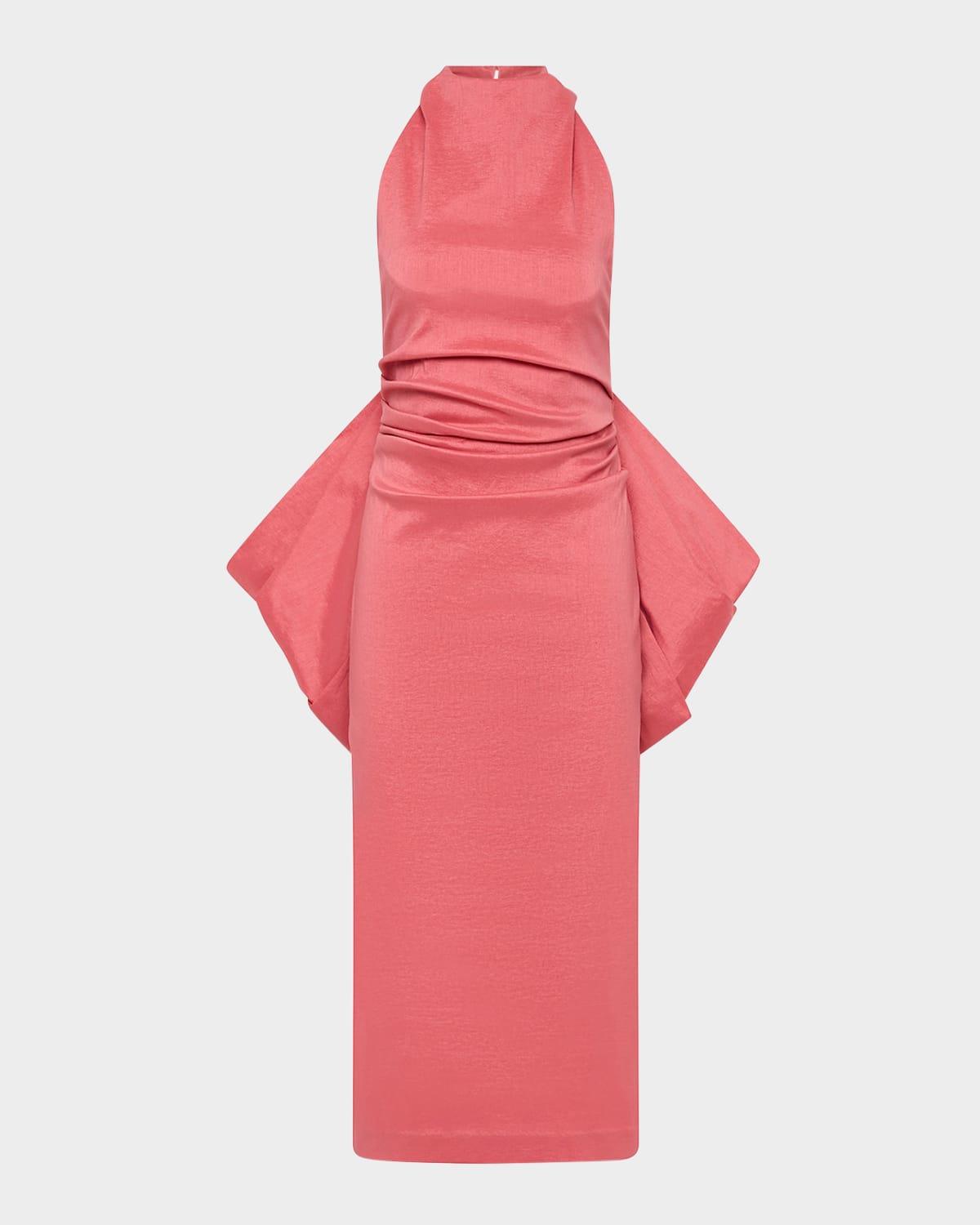 lottie bow halter midi dress