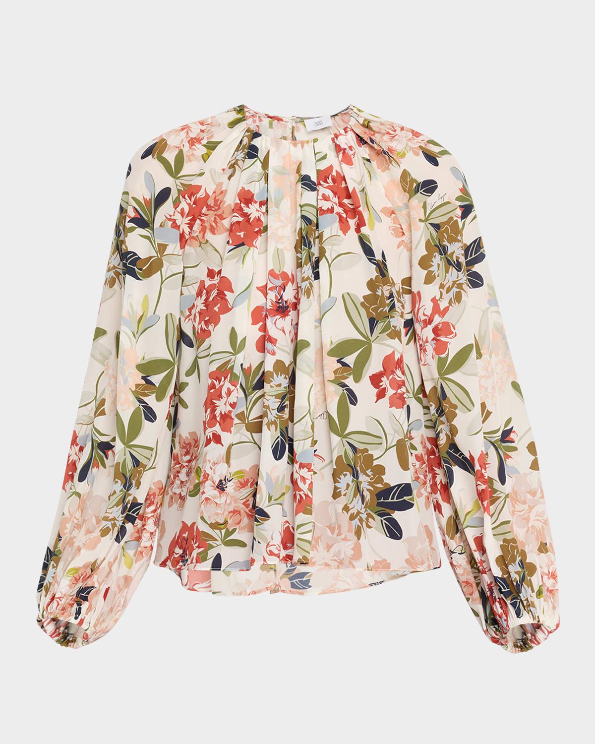 lottie floral-print crepe de chine top