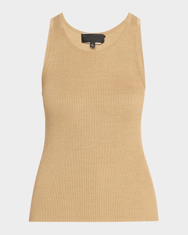 lottie scoop-neck tussah silk rib tank top