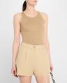 lottie scoop-neck tussah silk rib tank top