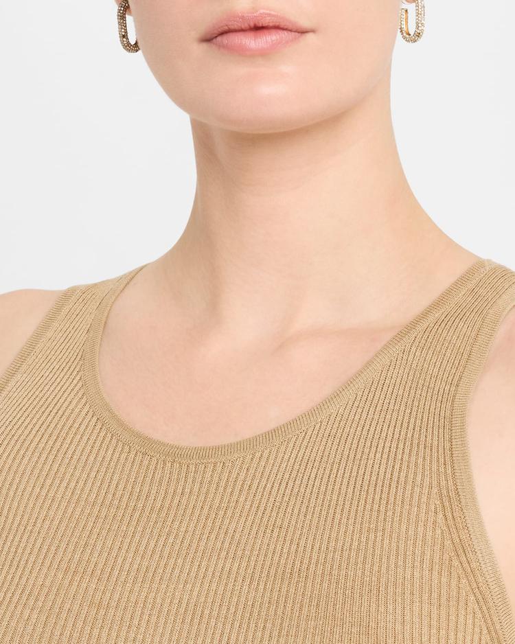 lottie scoop-neck tussah silk rib tank top