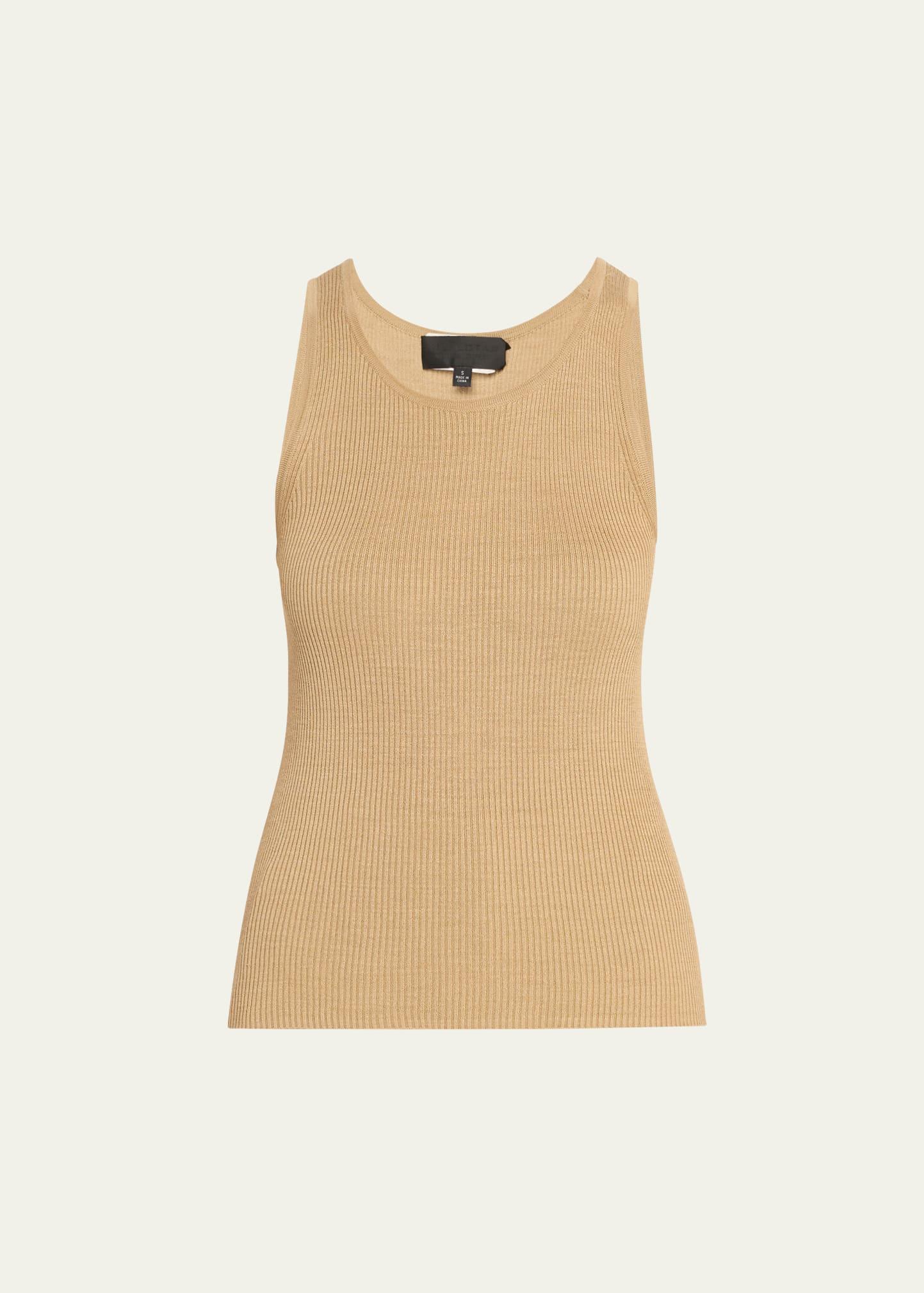 lottie scoop-neck tussah silk rib tank top