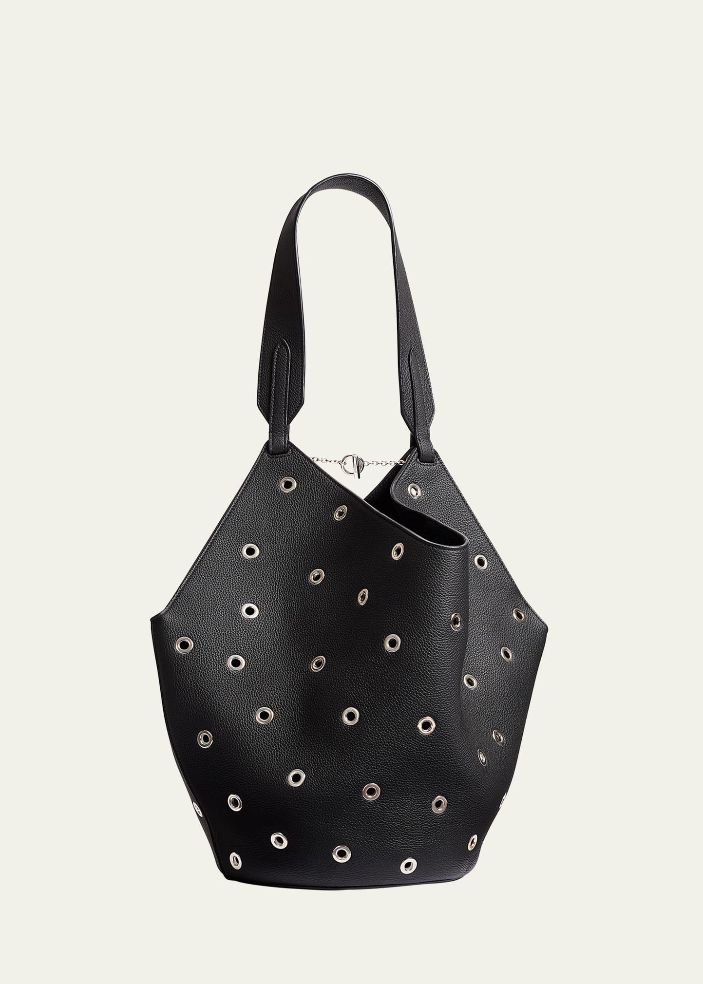lotus small grommet calfskin tote bag