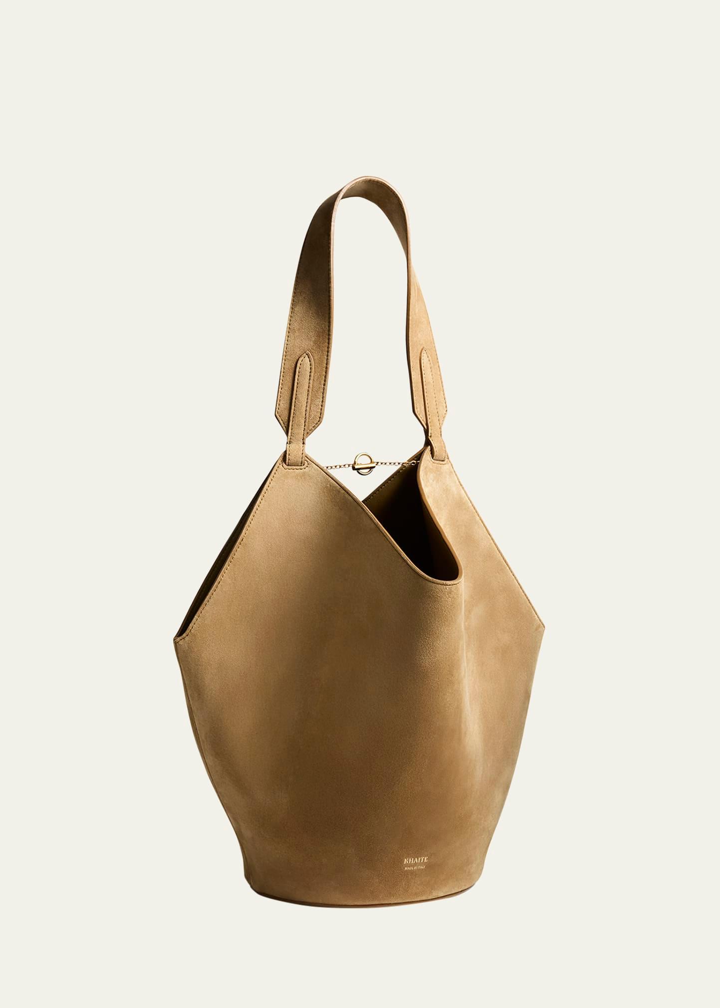 lotus small suede tote bag
