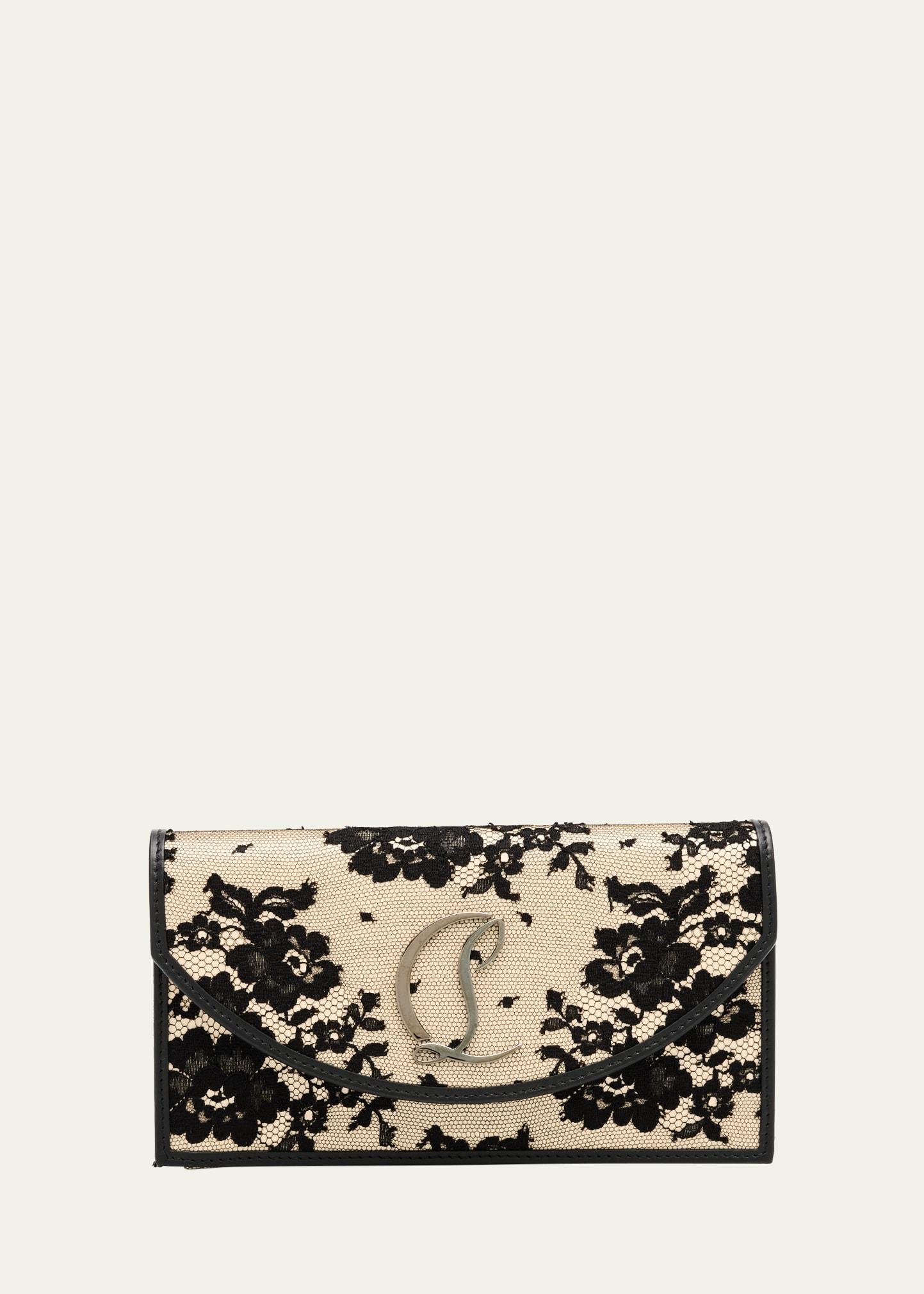 loubi54 clutch bag in leather & lace