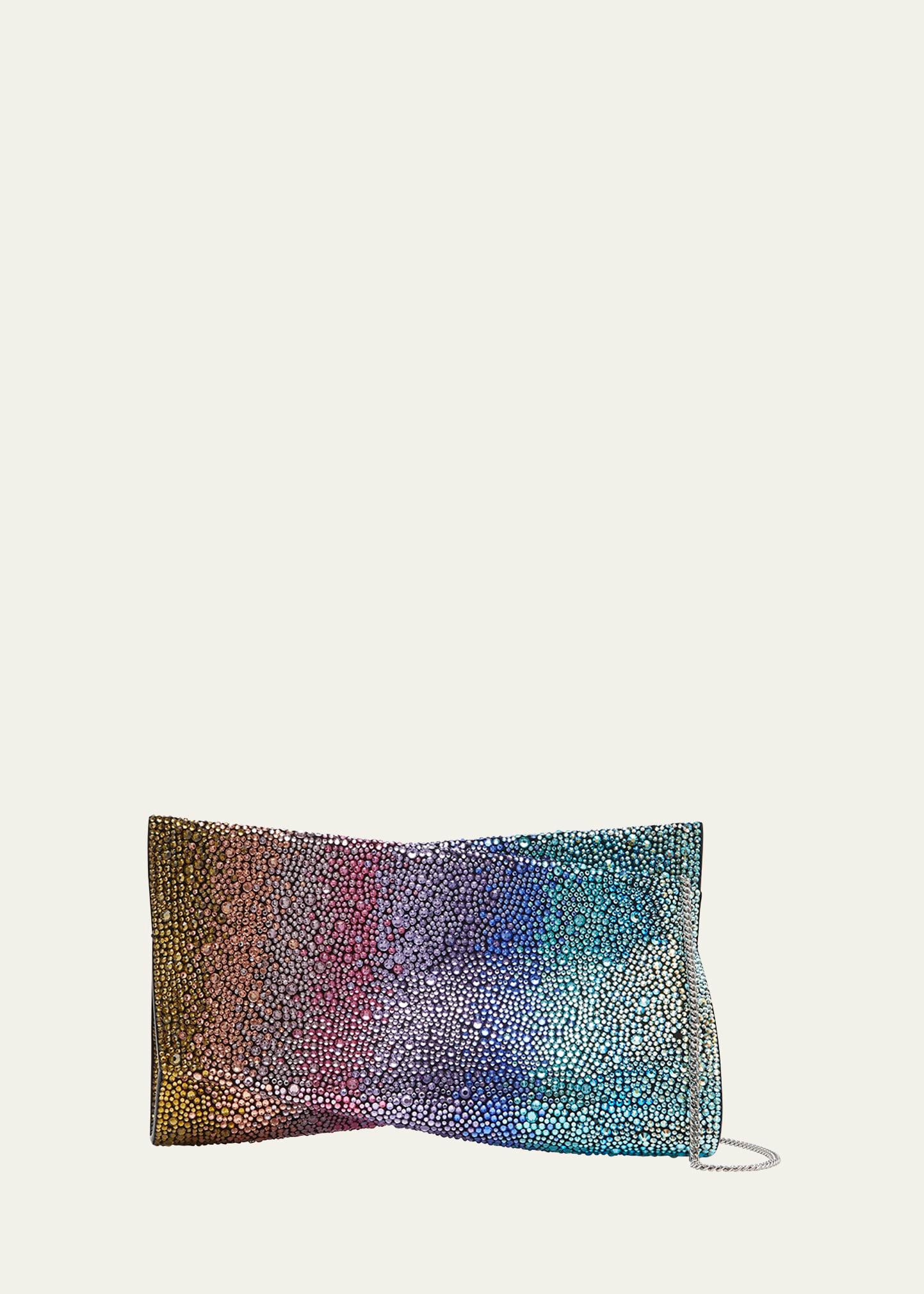 loubitwist small cluctch in rainbow strass