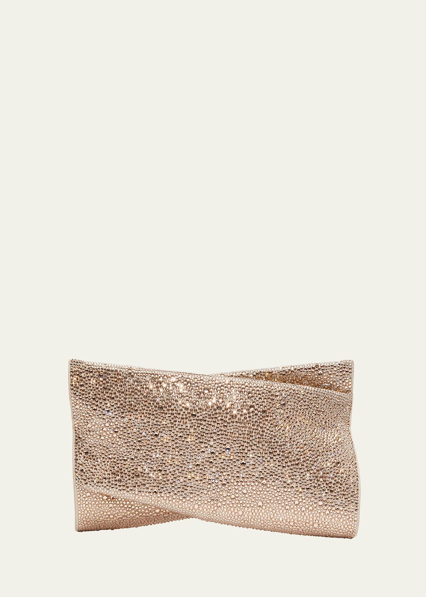 loubitwist small clutch in strass suede