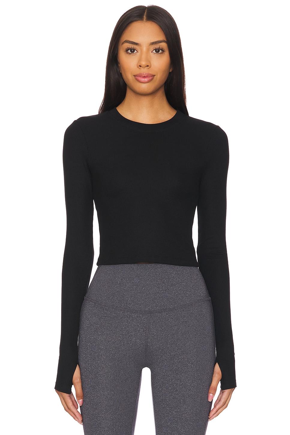 louise rib long sleeve crop top