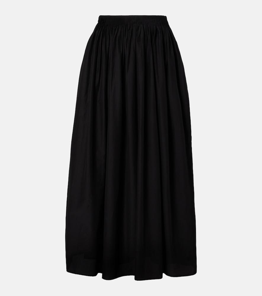 loulou de saison naya gathered cotton and silk maxi skirt
