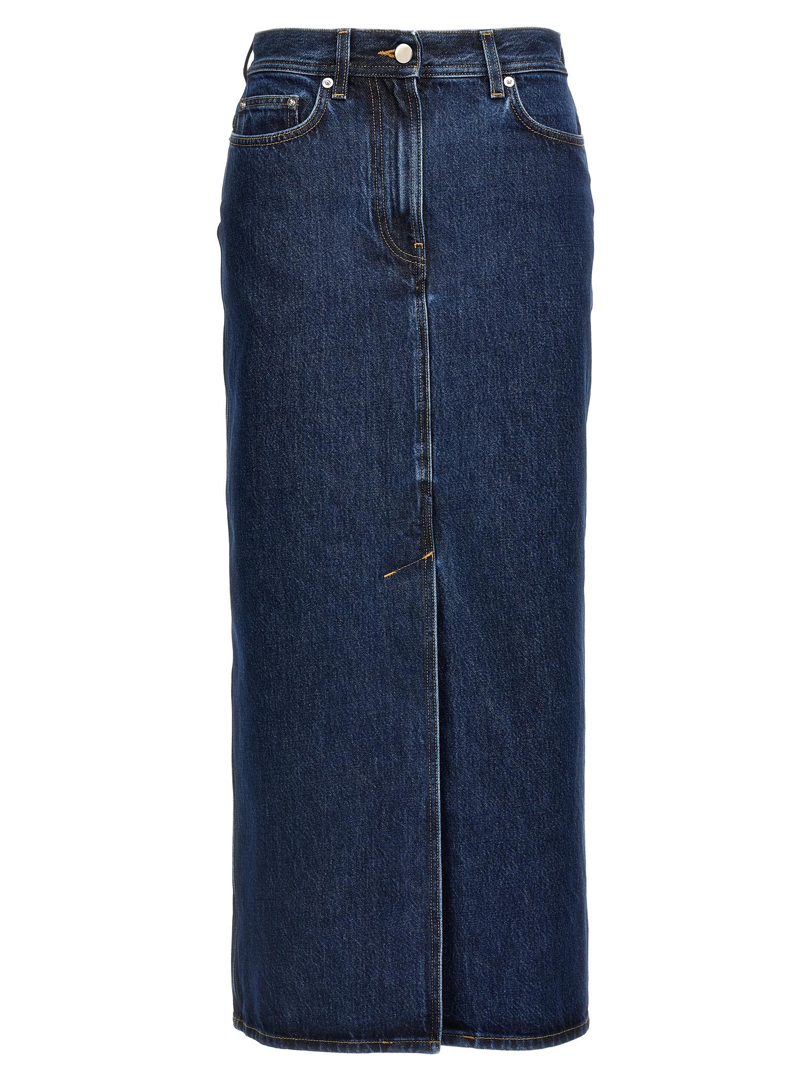 loulou de saison rona skirt blue denim - women