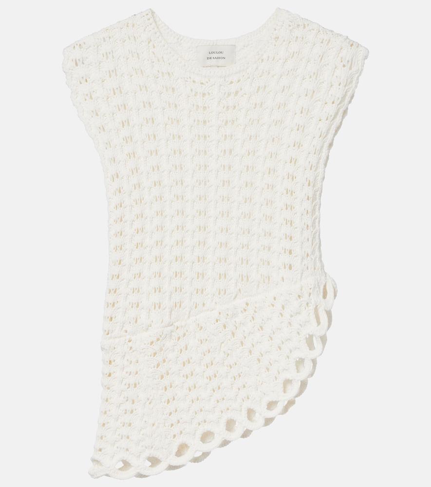 loulou de saison saez asymmetric scalloped crochet top